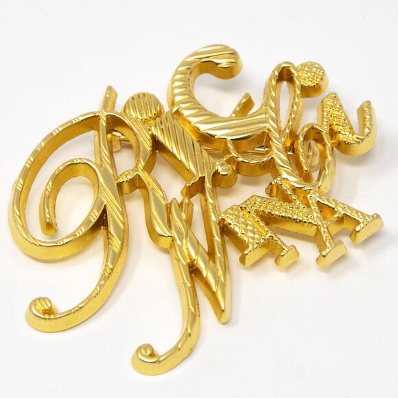 Vintage Large Gold Tone Plated NINA RICCI PARIS Pin Brooch French Designer - Picture 3 of 8